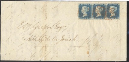  1840 2d blues on cover stamp